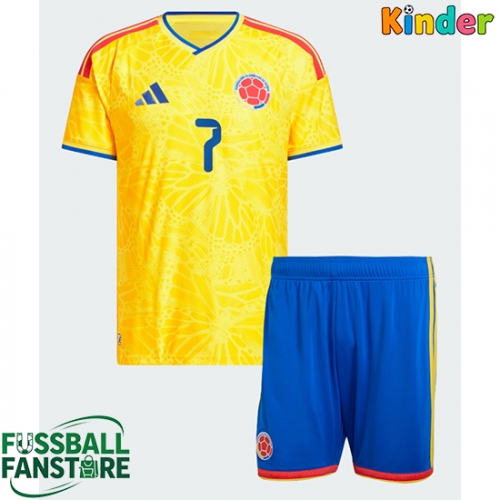 Kolumbien Luis Diaz #7 Replik Heimtrikot Kinder WM 2026 Kurzarm (+ Kurze Hosen)